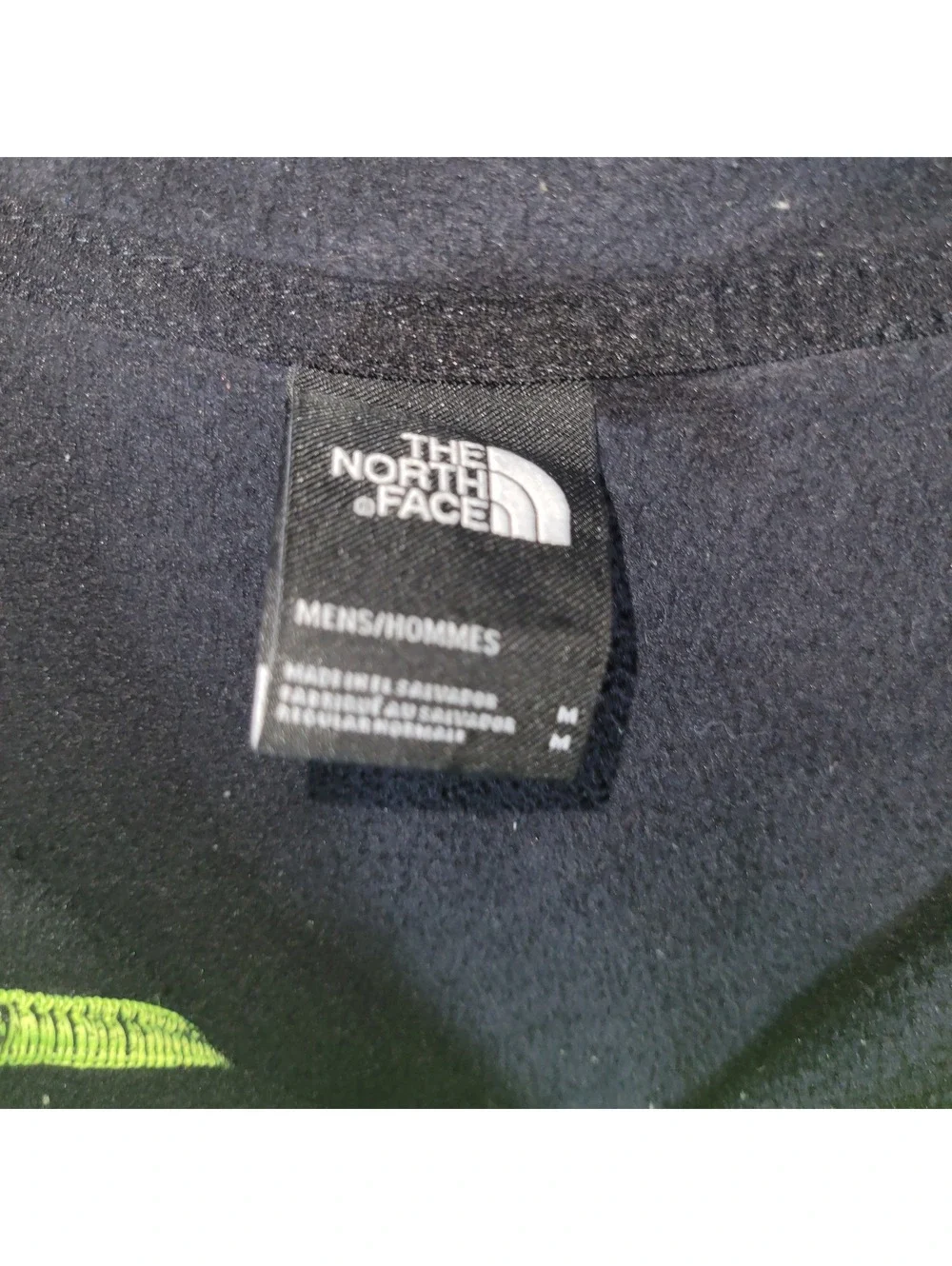 The North Face Men's M Medium Neon Green Black Fleece Snap Pullover Activewear